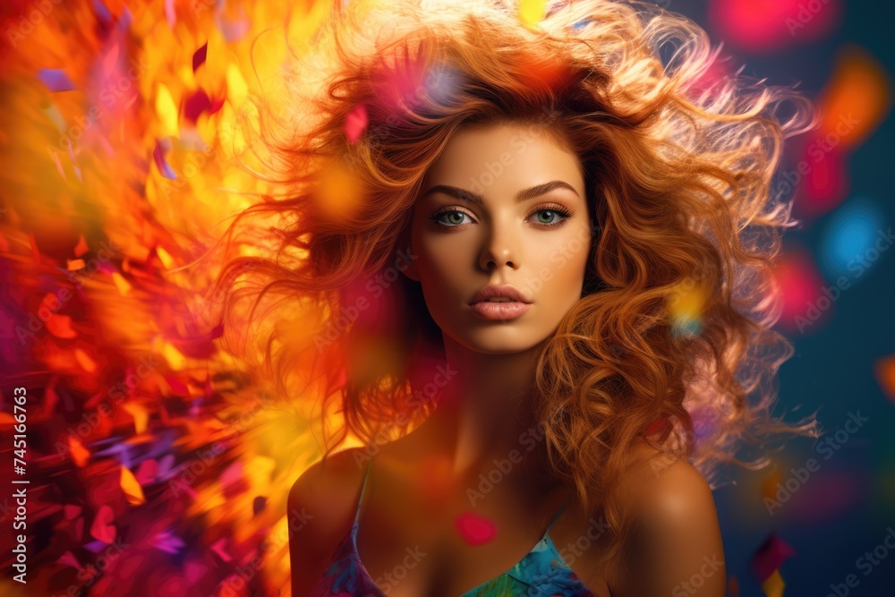 custom made wallpaper toronto digitalA pop art fantasy with a woman surrounded by a rainbow of colors