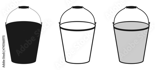 bucket icon set. vector illustration isolated on white background. photo
