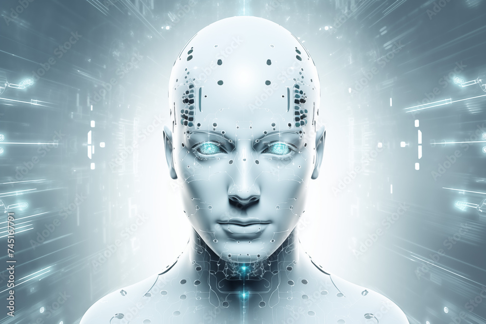 AI Robot and Futuristic Background image AI Robot and Futuristic Background image