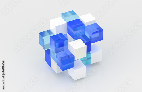 Abstract futuristic innovation business technology background with isometric 3d cube. 3d rendering. © mim.girl