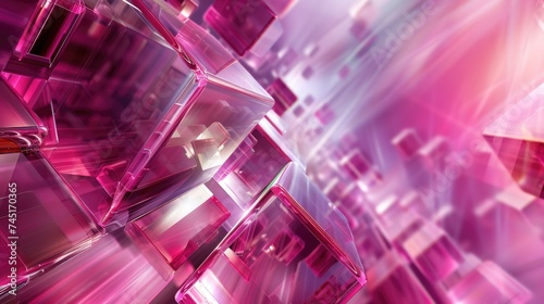 Pink cubic abstract background. AI generative.