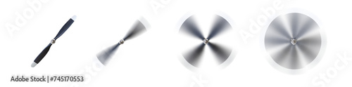 two bladed propeller with many speed versions. Pen tool cutout. Isolated transparent PNG. Fan propeller. Airplane propeller. Spinning propeller.