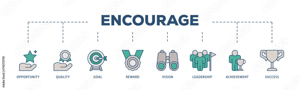 Encourage icons process structure web banner illustration of opportunity, quality, goal, reward, vision, leadership, achievement, success icon live stroke and easy to edit Encourage icons process structure web banner illustration of opportunity, quality, goal, reward, vision, leadership, achievement, success icon live stroke and easy to edit