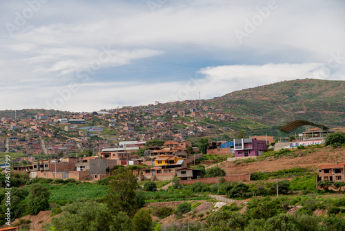 neighbourhoods of houses built on a hill, underdevelopment in Latin America. Settlements 
