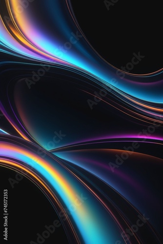 Abstract silky and shiny waves on a dark background, vertical composition