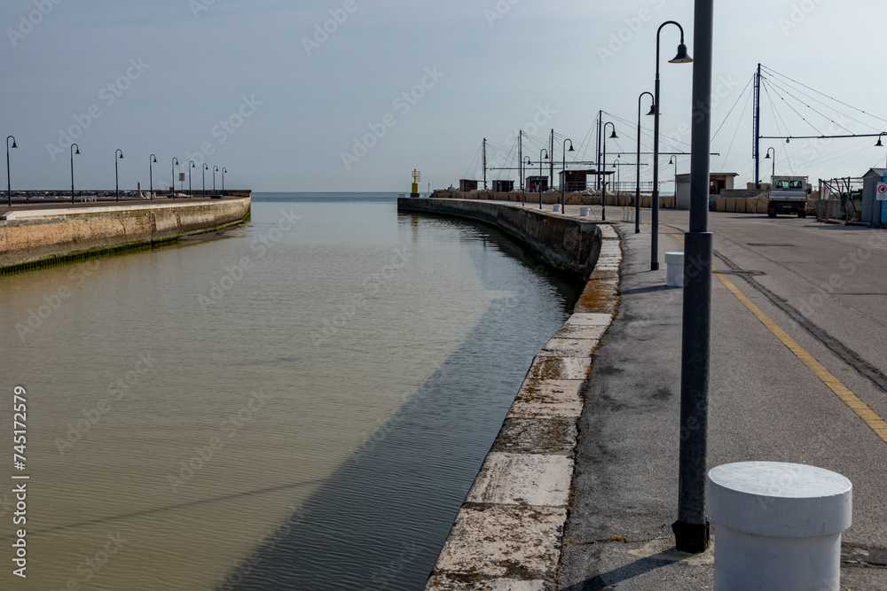 Water canal and pier in the sea, next to Calata Caio Duilio, 61121 Pesaro PU, Italy