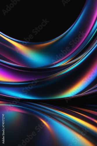 Abstract silky and shiny waves on a dark background, vertical composition