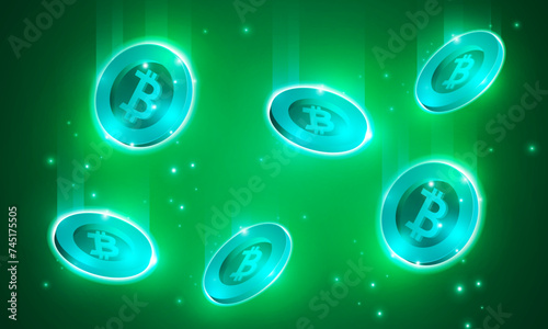 Financial chart with moving up arrow graph bitcoin cryptocurrency technology in stock market on blue color background concept innovation background, vector design