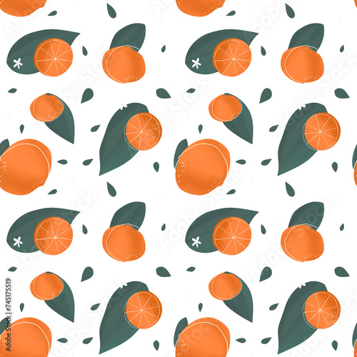 Modern seamless pattern with oranges