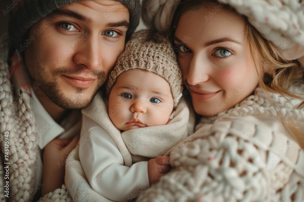 New family new life, parent-child concept. Parents spend time with their newborn New family new life, parent-child concept. Parents spend time with their newborn