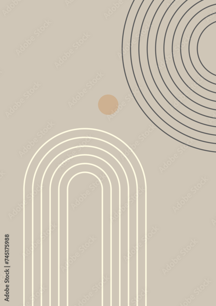 Naklejka premium Minimalistic abstract art with simple lines, simple shapes, pastel shades