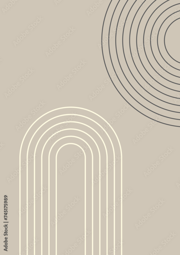 Obraz premium Minimalistic abstract art with simple lines, simple shapes, pastel shades