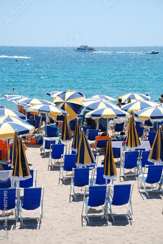 Parasols on the beach in Cannes