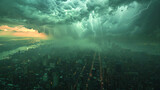 The drama of thunderstorms over cityscapes, documentary photography - (3)