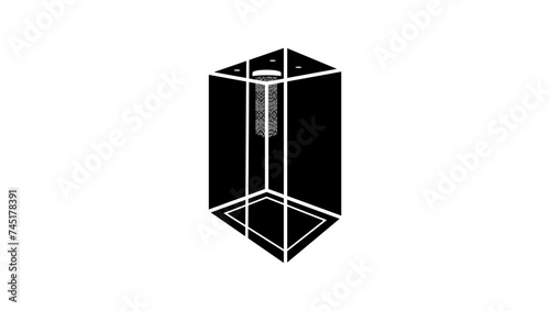 Shower cabin emblem  black isolated silhouette