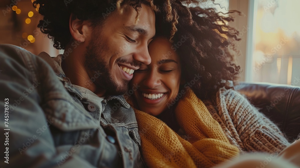 Man and Woman Sitting on a Couch 