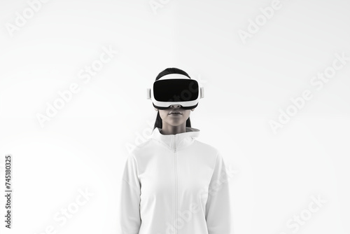 Woman Experiencing Virtual Reality with Smart Glasses, Future Technology Concept © song