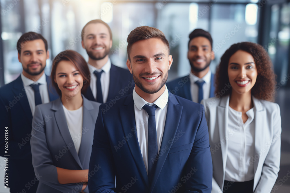 Confident Business Professionals Smiling Directly at Camera in Workplace Environment Confident Business Professionals Smiling Directly at Camera in Workplace Environment