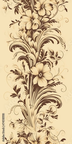 A Beige wallpaper with ornate design  in the style of victorian  repeating pattern vector illustration