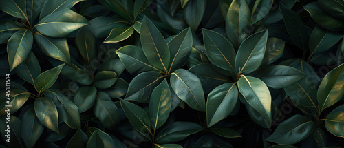 Lush Green Leaves Close-up. Vibrant Botanical Background Texture. © Anna