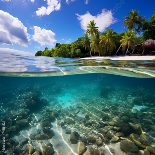 Crystal-clear water in a tropical paradise.