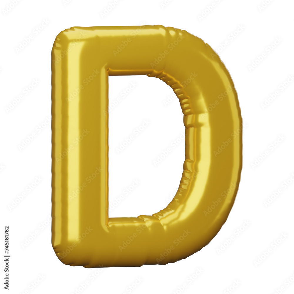 Letter D. 3D letter. letter sign. letter golden. balloon letter. Letter D. 3D letter. letter sign. letter golden. balloon letter.