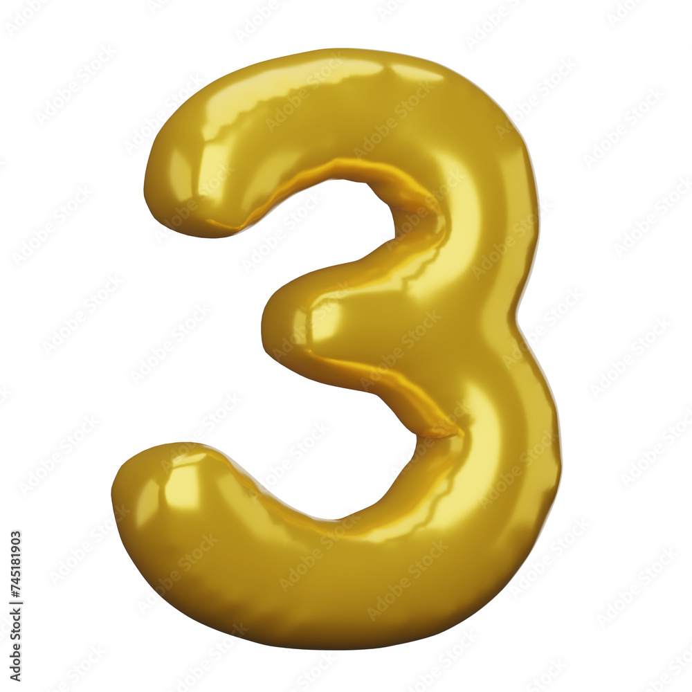 Number 3. 3D Number. Number sign. Number golden. balloon Number. Number 3. 3D Number. Number sign. Number golden. balloon Number.