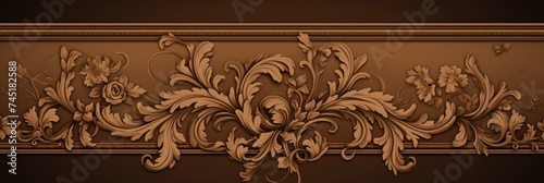 A Brown wallpaper with ornate design, in the style of victorian, repeating pattern vector illustration
