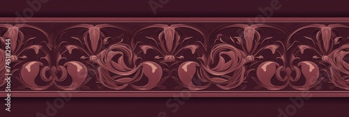 A Burgundy wallpaper with ornate design, in the style of victorian, repeating pattern vector illustration