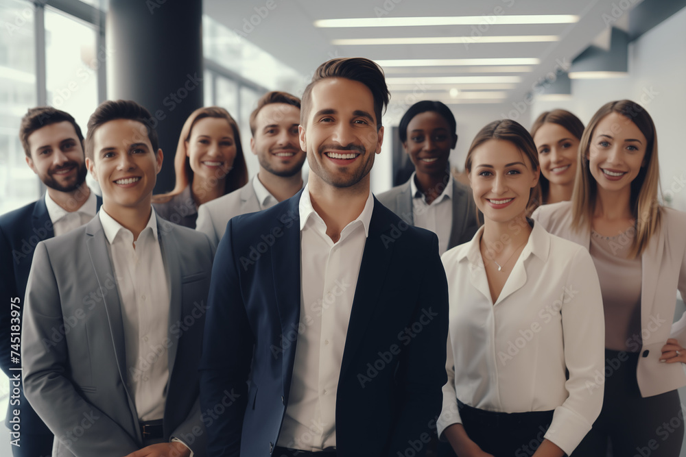 Confident Business Professionals Smiling Directly at Camera in Workplace Environment Confident Business Professionals Smiling Directly at Camera in Workplace Environment