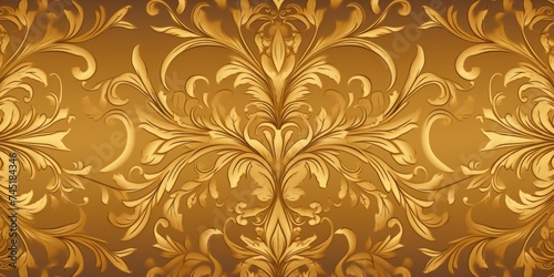 A Gold wallpaper with ornate design  in the style of victorian  repeating pattern vector illustration