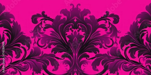 A Magenta wallpaper with ornate design  in the style of victorian  repeating pattern vector illustration