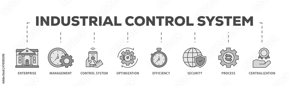 Vecteur Stock Industrial control system icons process structure web ...