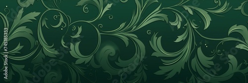 A Green wallpaper with ornate design, in the style of victorian, repeating pattern vector illustration © Michael