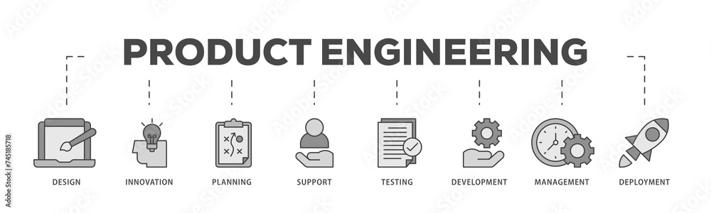 Product icons process structure web banner illustration of innovation, objective, service, efficiency, delivery, quality and price icon live stroke and easy to edit Product icons process structure web banner illustration of innovation, objective, service, efficiency, delivery, quality and price icon live stroke and easy to edit