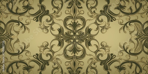 A Khaki wallpaper with ornate design, in the style of victorian, repeating pattern vector illustration