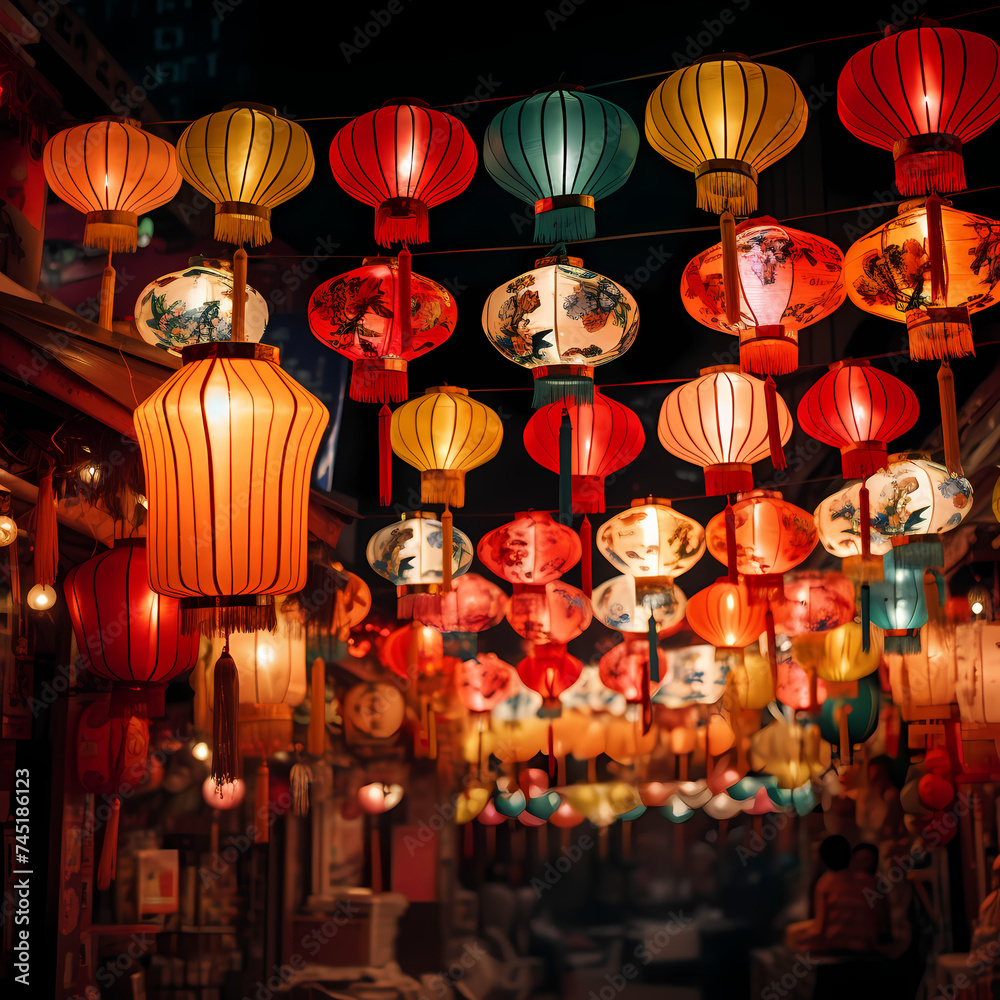 Traditional Chinese lanterns during a festival.