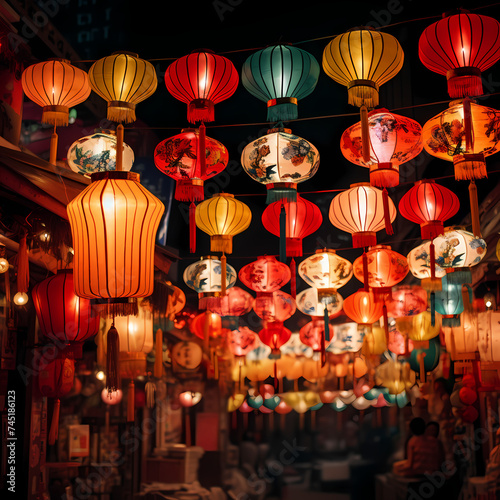 Traditional Chinese lanterns during a festival.