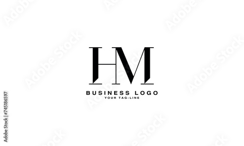 alphabet Letters HM, MH ,  Initials Logo Monogram