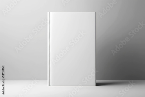 Minimalist white blank book cover on a plain background