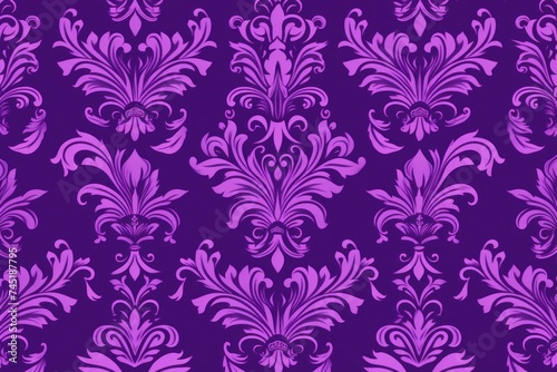 A Purple wallpaper with ornate design, in the style of victorian, repeating pattern vector illustration