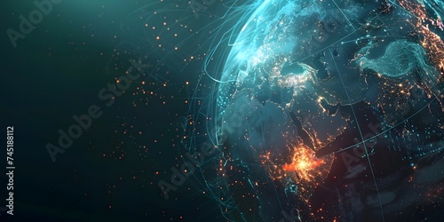 Digital world globe, concept of global network and connectivity on Earth, high speed data transfer and cyber technology, information exchange and international telecommunication 