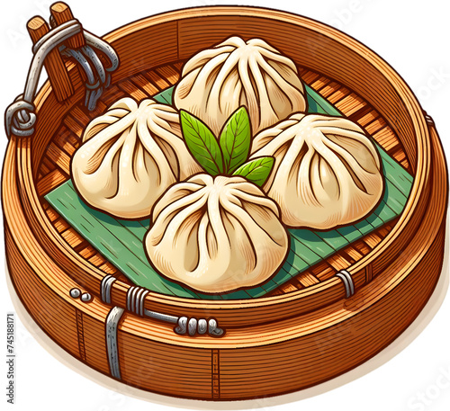 Steamed dumplings - 찐만두. Generative AI