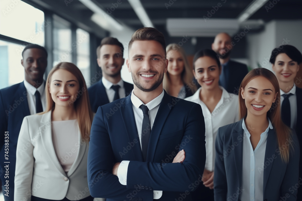 Confident Business Professionals Smiling Directly at Camera in Workplace Environment Confident Business Professionals Smiling Directly at Camera in Workplace Environment