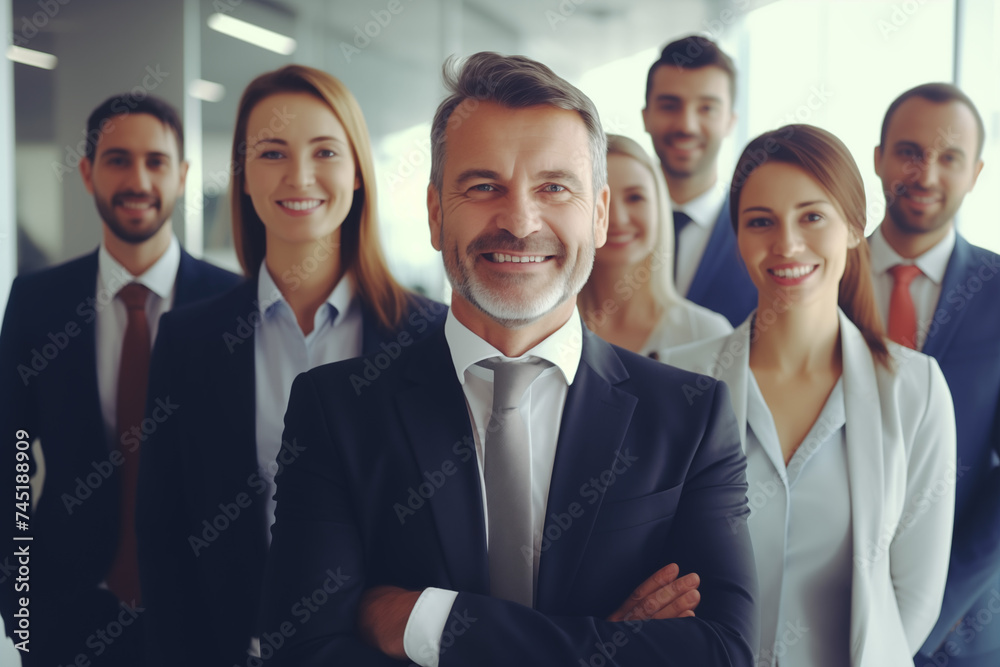 Confident Business Professionals Smiling Directly at Camera in Workplace Environment Confident Business Professionals Smiling Directly at Camera in Workplace Environment