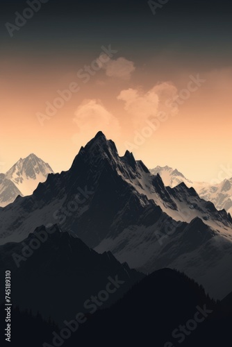 A stunning black and white photo of a majestic mountain range. Ideal for travel brochures or nature websites