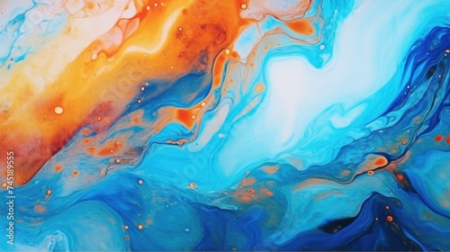 Detailed view of a blue and orange painting. Suitable for art and design projects