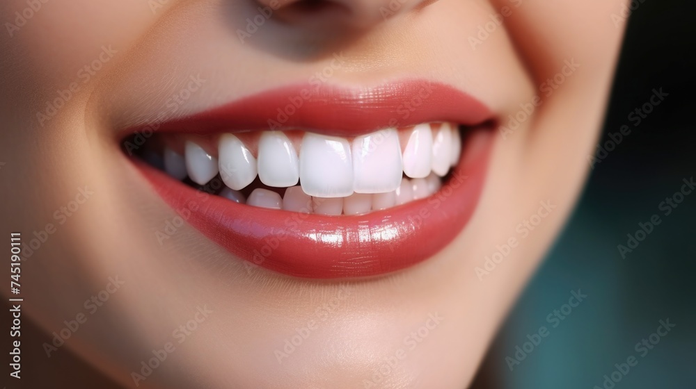Fototapeta premium Close up of a person brushing teeth, suitable for dental hygiene concept
