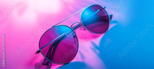 pink sunglasses on blue