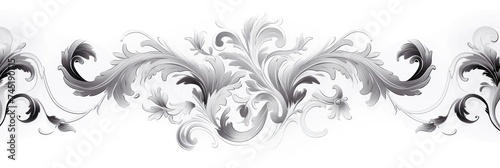 A White wallpaper with ornate design, in the style of victorian, repeating pattern vector illustration